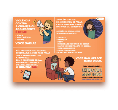 Cartão de Conscientização Cidade Unida no combate à Exploração e Abuso Sexual contra crianças e adolescentes.