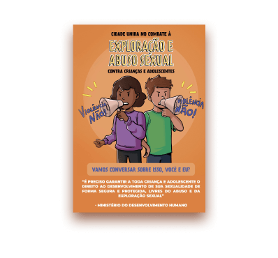Folder Cidade Unida no combate à Exploração e Abuso Sexual contra crianças e adolescentes.